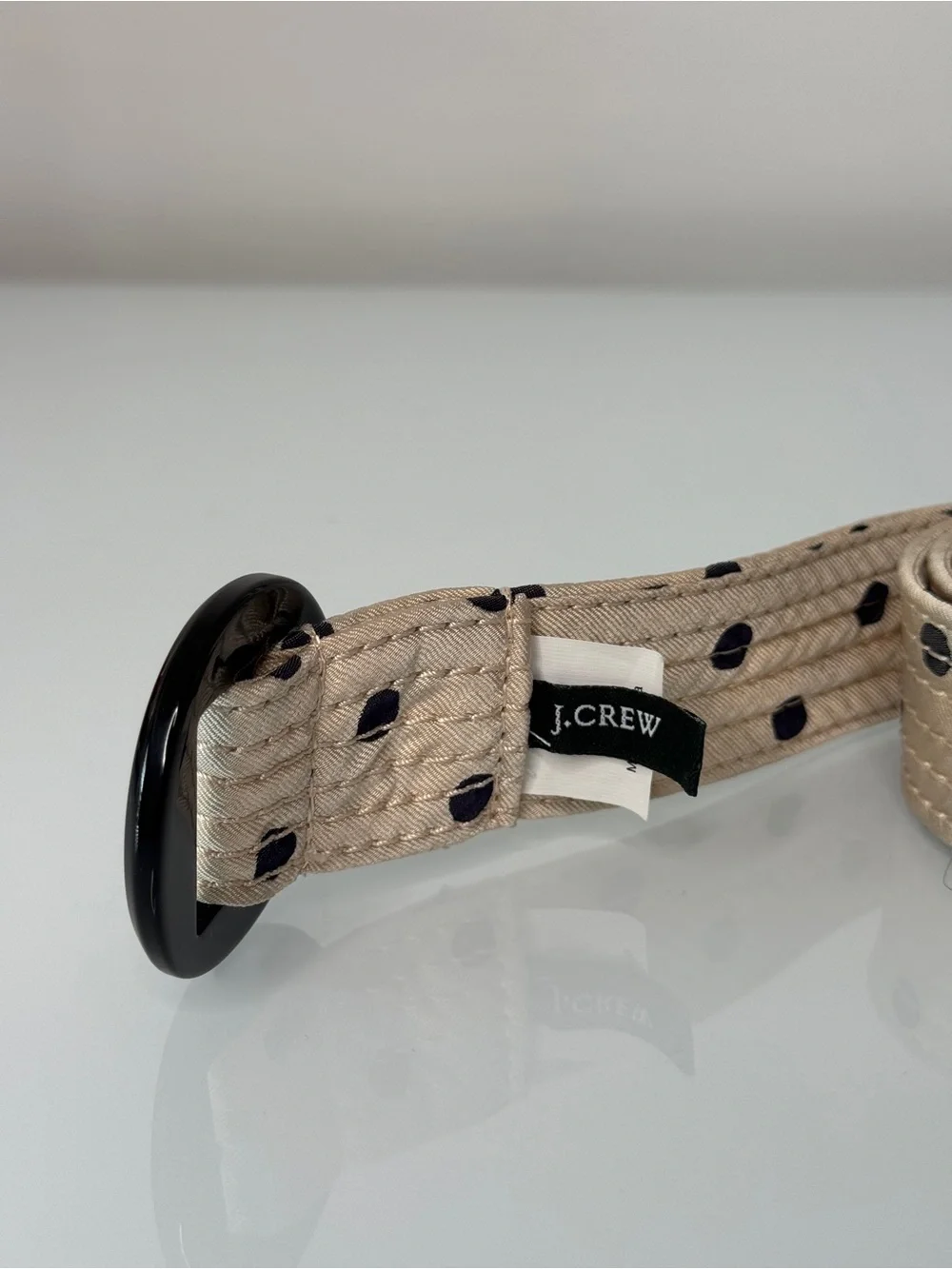J.Crew 100% Silk Belt Ivory Beige Polka Dot Vintage 2007 Small Medium Adjustable - Picture 6 of 8